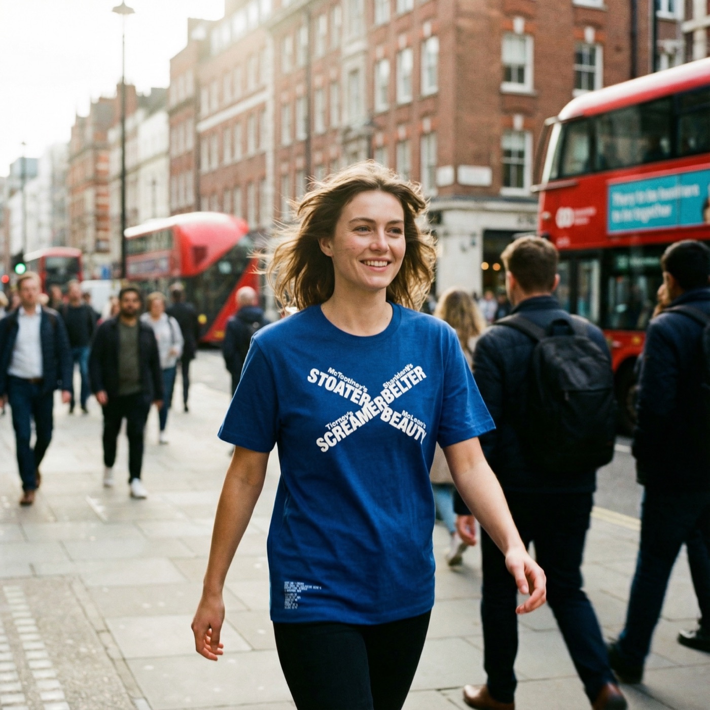 A fan wearing a Resultees Scotland v Denmark tee